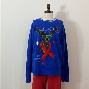 Graphic Deer Christmas Lights Sweater